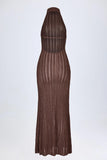 Backless Halterneck Maxi Dress in Bronze