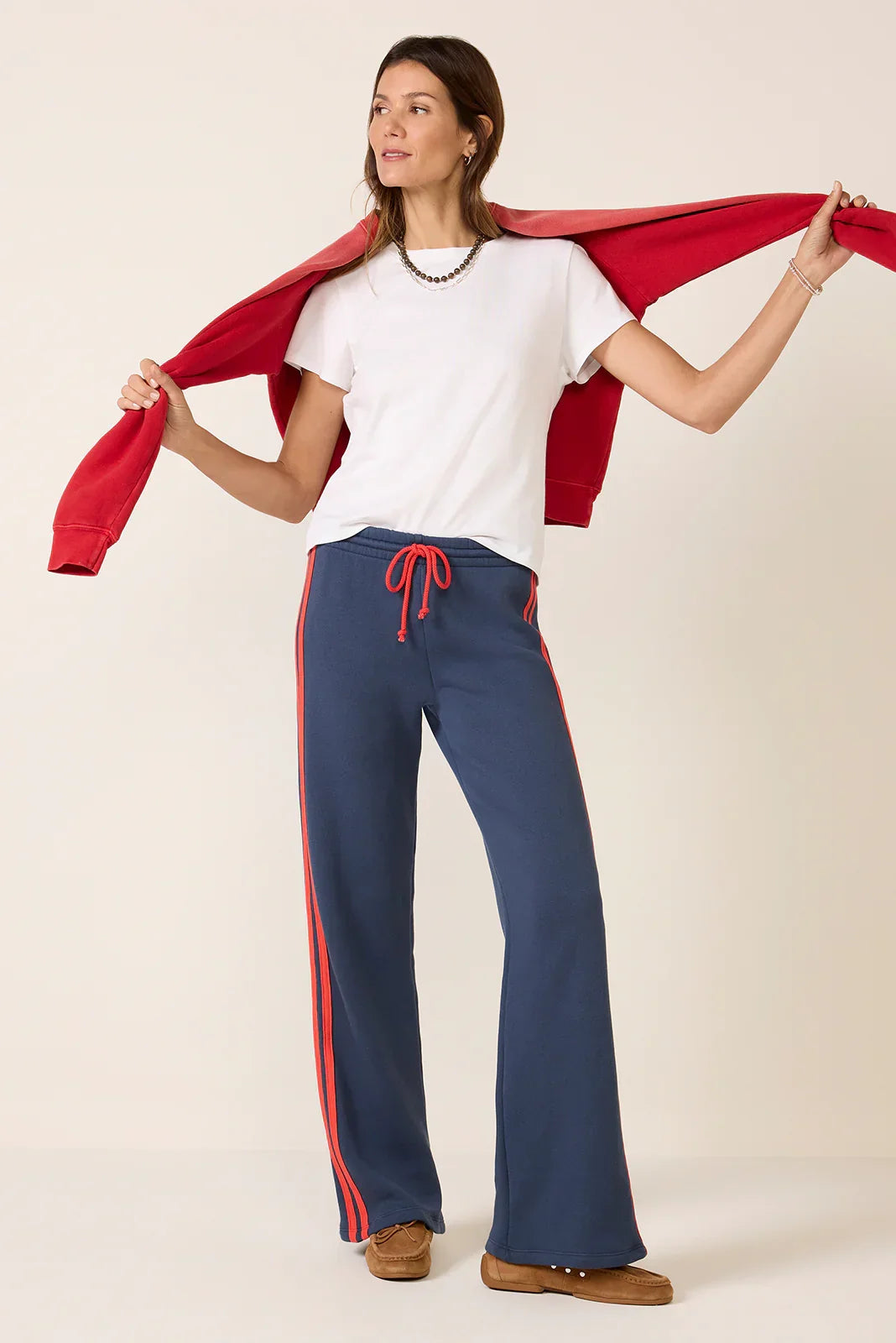 Solid Wide Leg Track Pant