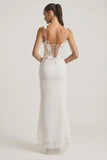 Embellished Plunge Ruffled Corset Maxi Dress in Ivory