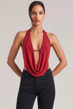 Draped Cowl Top in Cherry Red