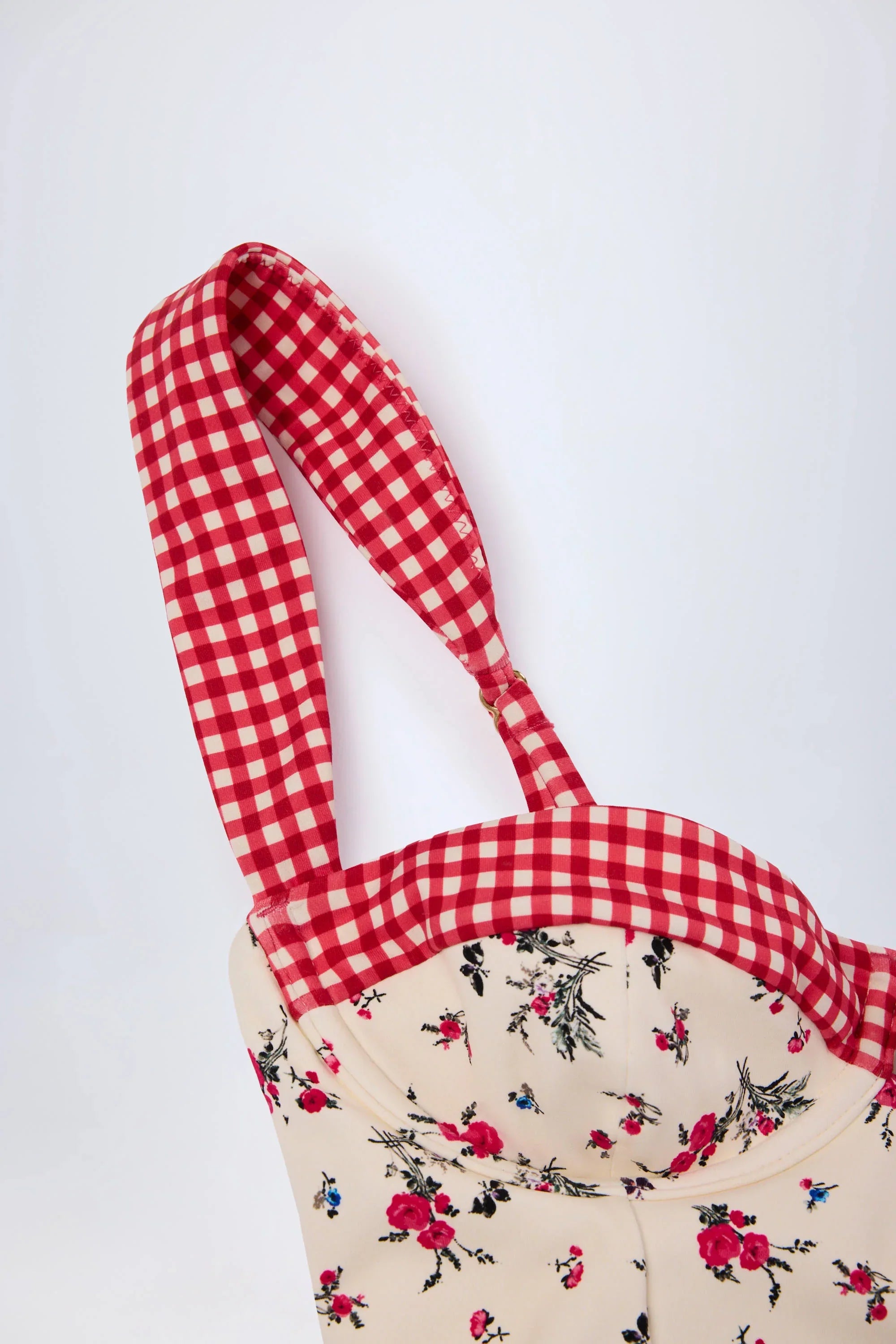 Underwired Balconette Swimsuit in Red Floral