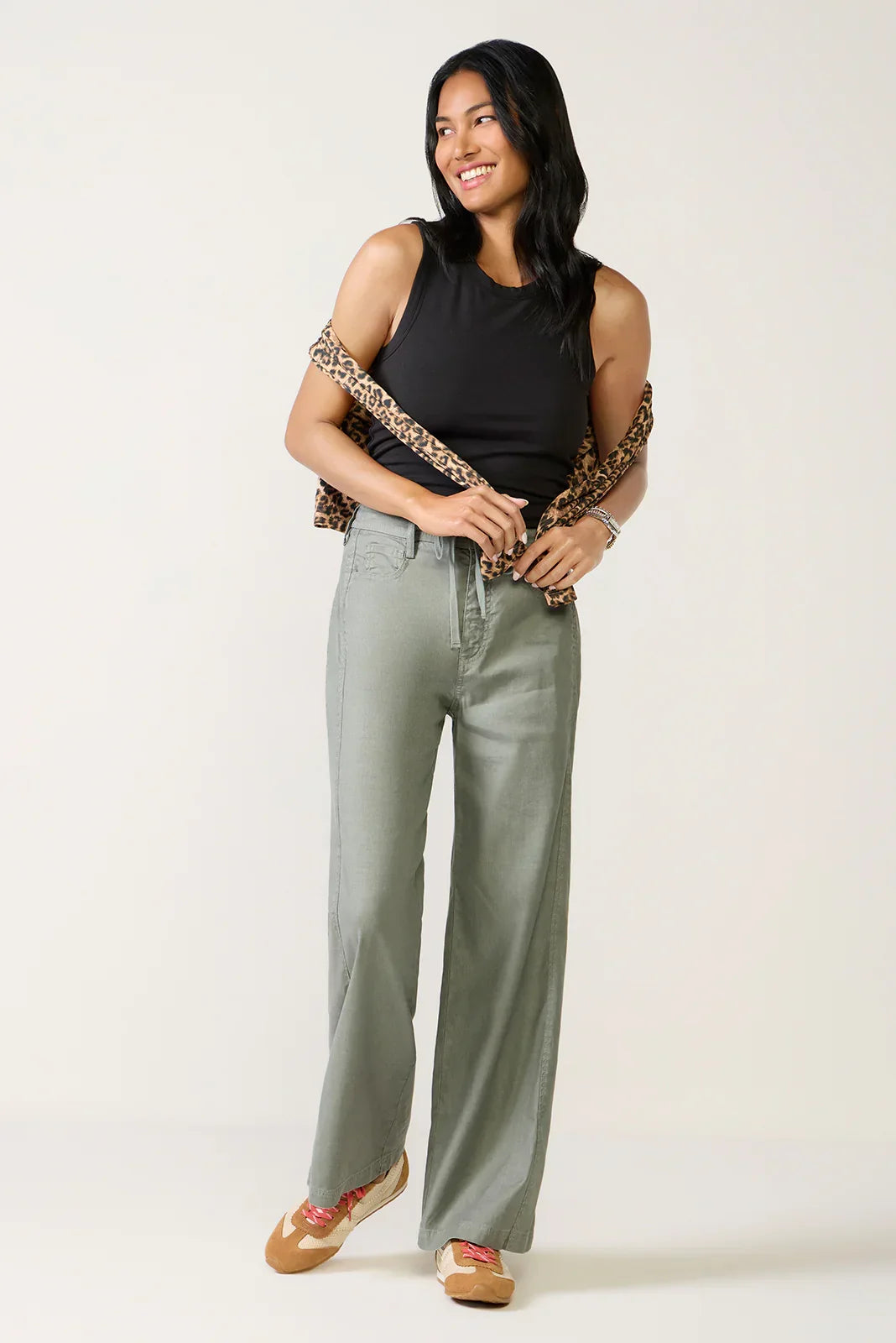 Joelle Stretch Linen Trouser with Tie Waist