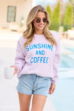 Sunshine And Coffee Purple Graphic Sweatshirt