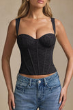 Underwired Lace Corset Top in Black