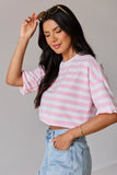 Perfect Idea Cropped Pink Striped Tee
