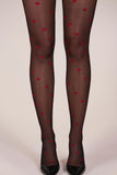 Loveheart Print Tights in Black