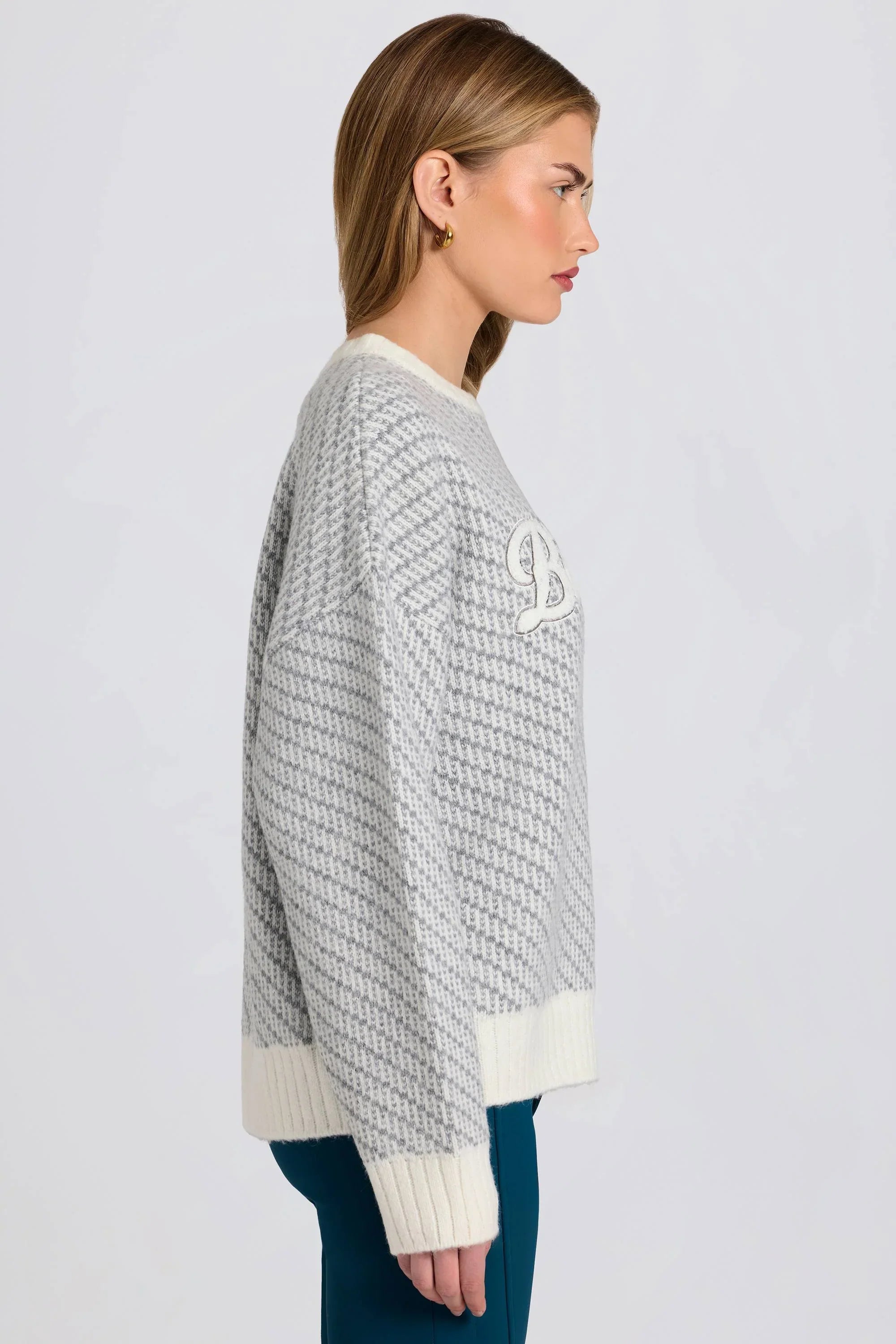 Knit Logo Oversized Jumper in Ice