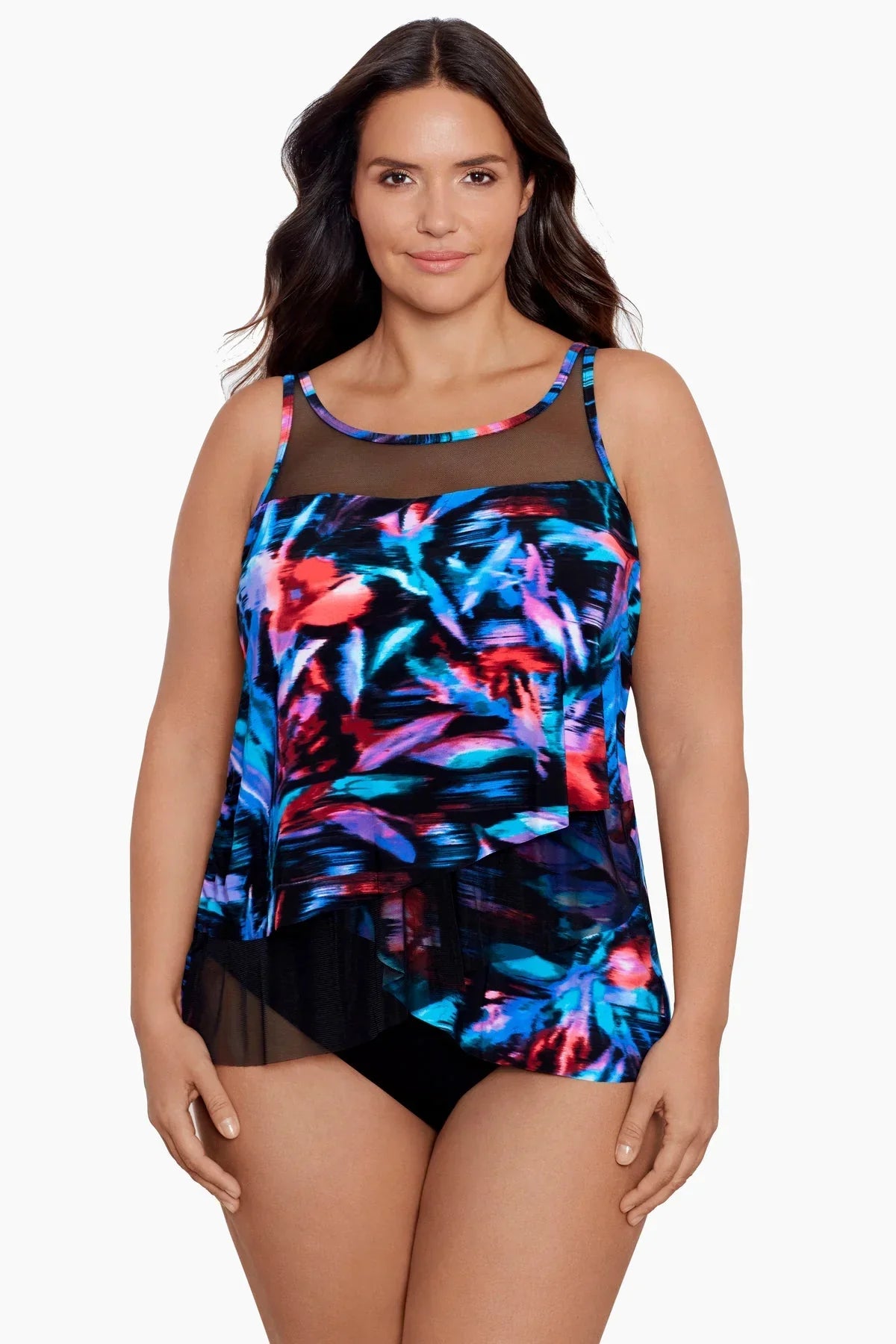 Plus Size Mirage Tankini Top in Fuego Floral
